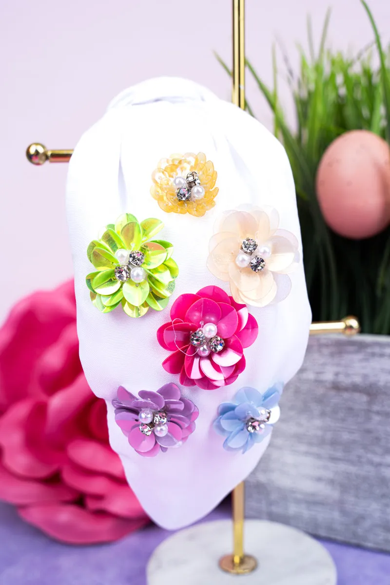 Perfect Petals White Knotted Headband