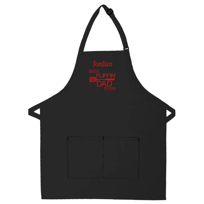 Personalized Apron Embroidered Best Flippin' Dad Design Add a Name