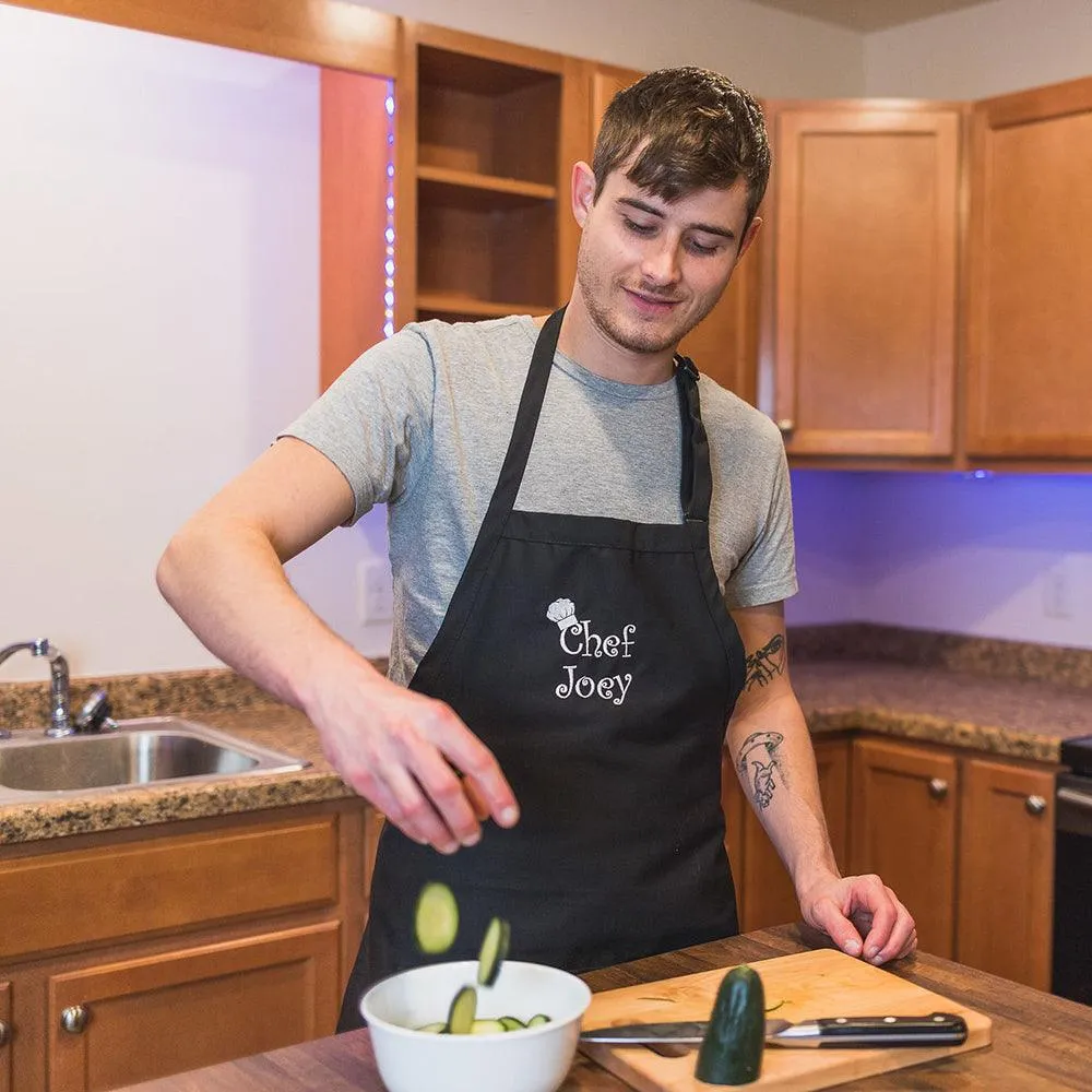 Personalized Apron Embroidered Chef Any Name Design Add a Name