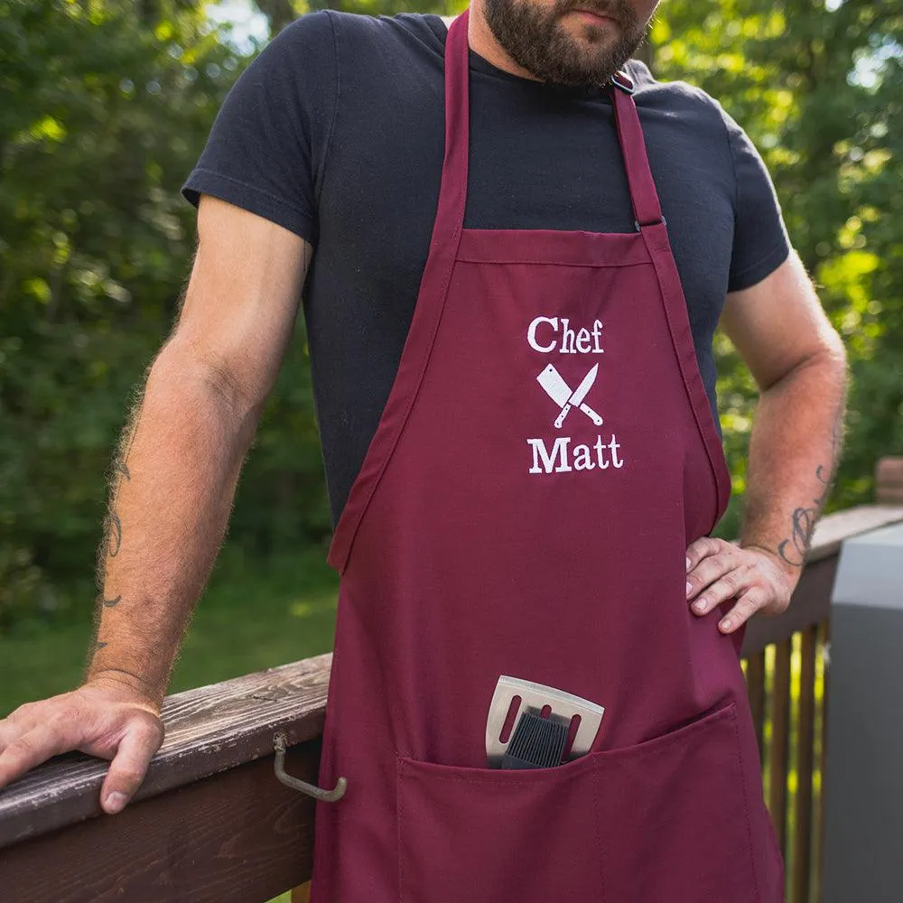 Personalized Apron Embroidered Chef Knives Design Add a Name