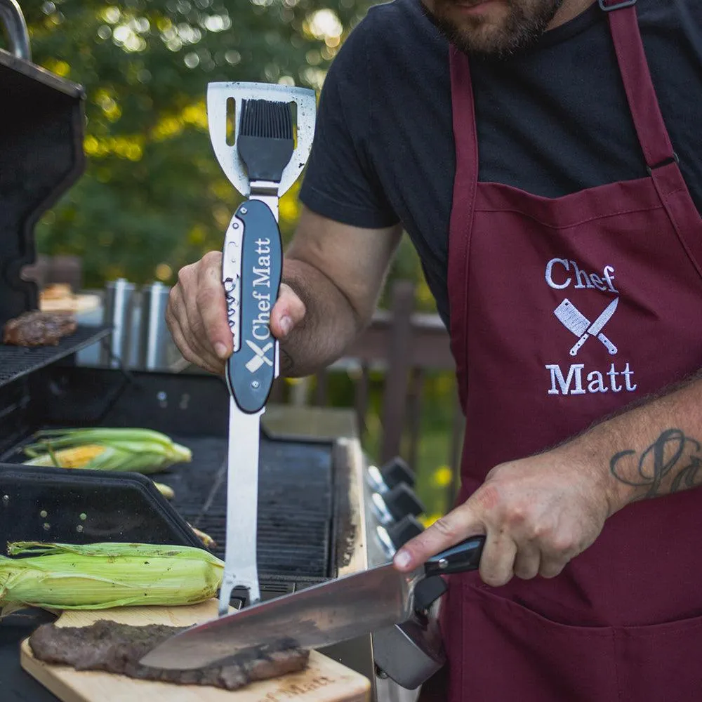 Personalized Apron Embroidered Chef Knives Design Add a Name