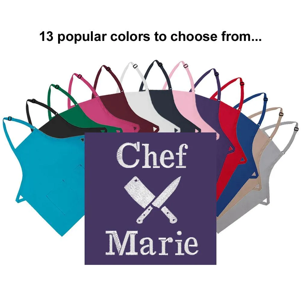 Personalized Apron Embroidered Chef Knives Design Add a Name