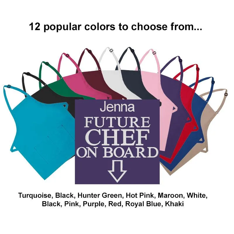 Personalized Apron Embroidered Future Chef On Board Design Add a Name