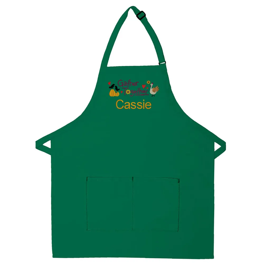 Personalized Apron Embroidered Gather Together Design Add a Name