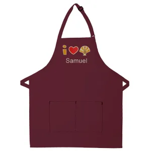 Personalized Apron Embroidered I Heart Turkey Design Add a Name