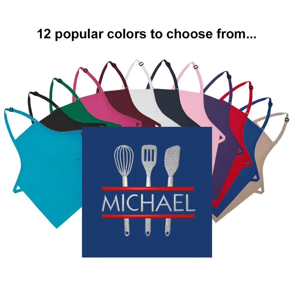 Personalized Apron Embroidered Kitchen Monogram Design Add a Name
