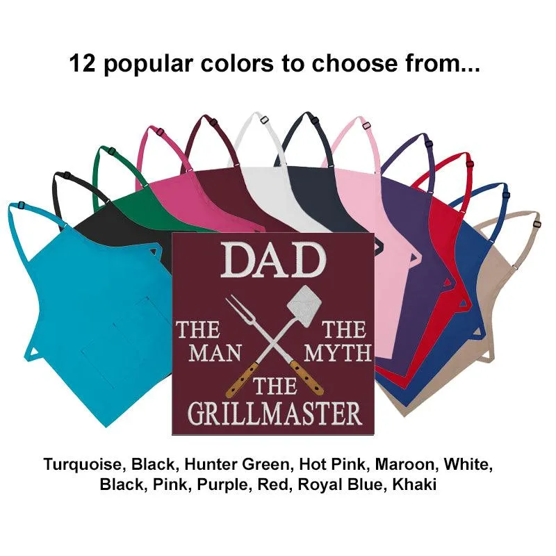 Personalized Apron Embroidered Man, Myth, Grillmaster Design Add a Name