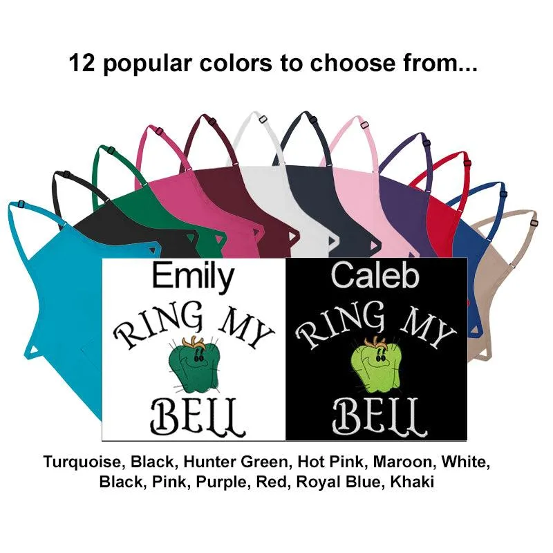 Personalized Apron Embroidered Ring My Bell Design Add a Name