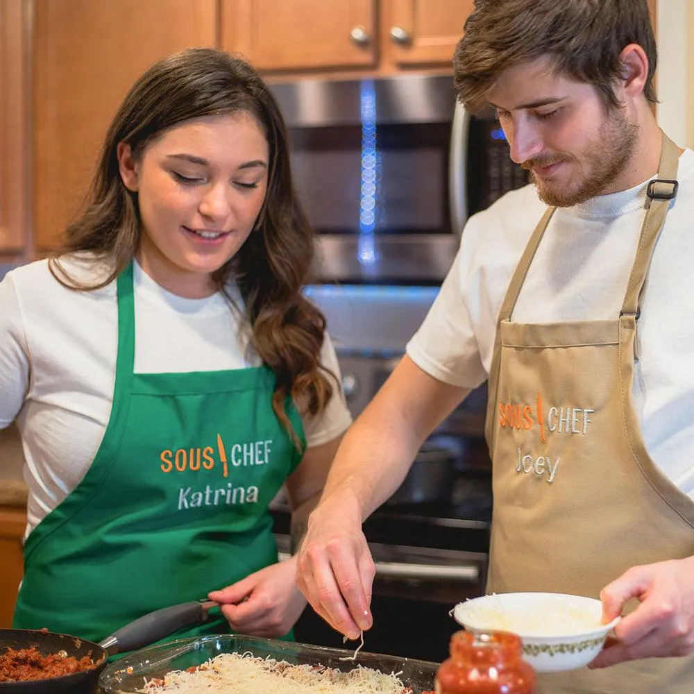 Personalized Apron Embroidered Sous Chef Design Add a Name