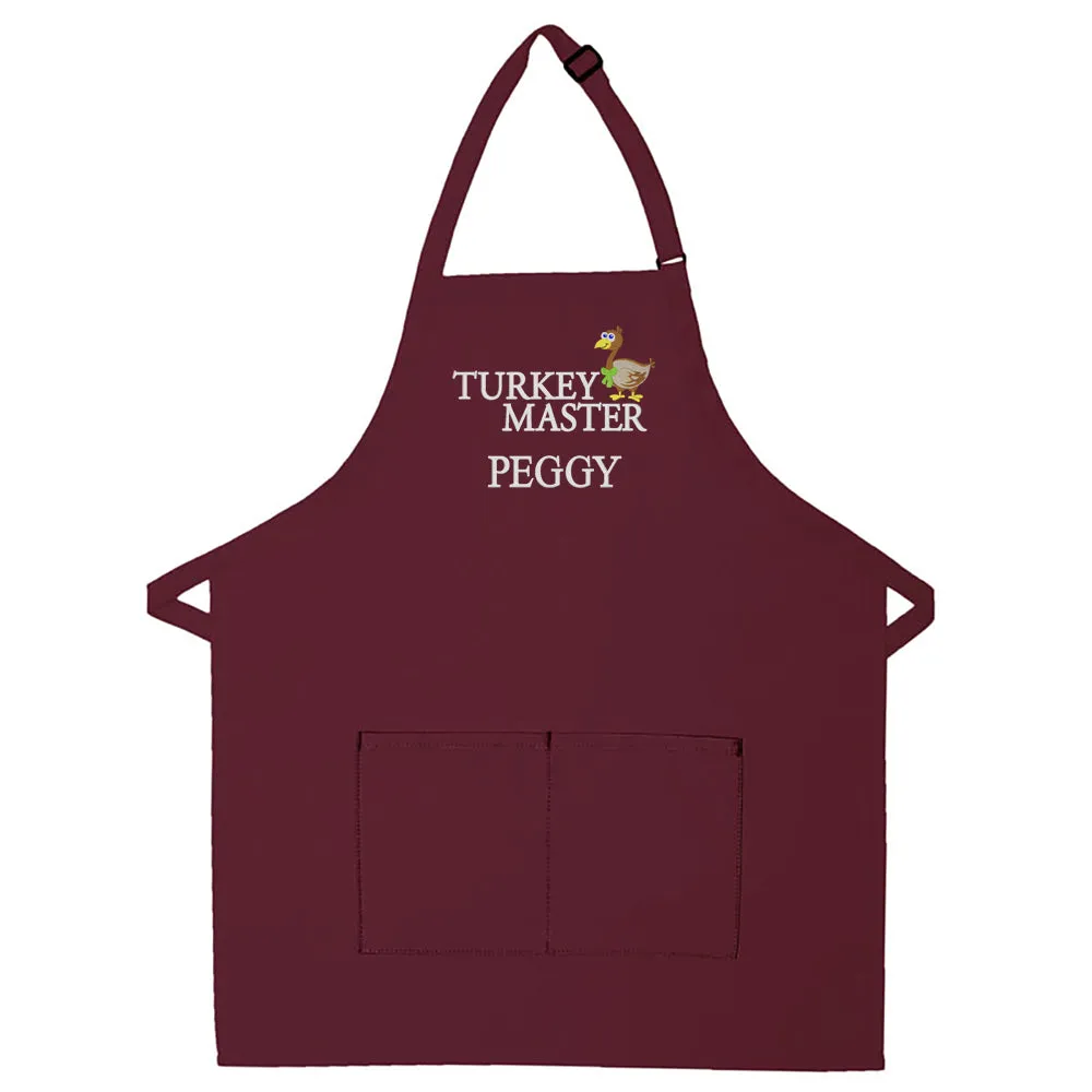 Personalized Apron Embroidered Turkey Master Design Add a Name