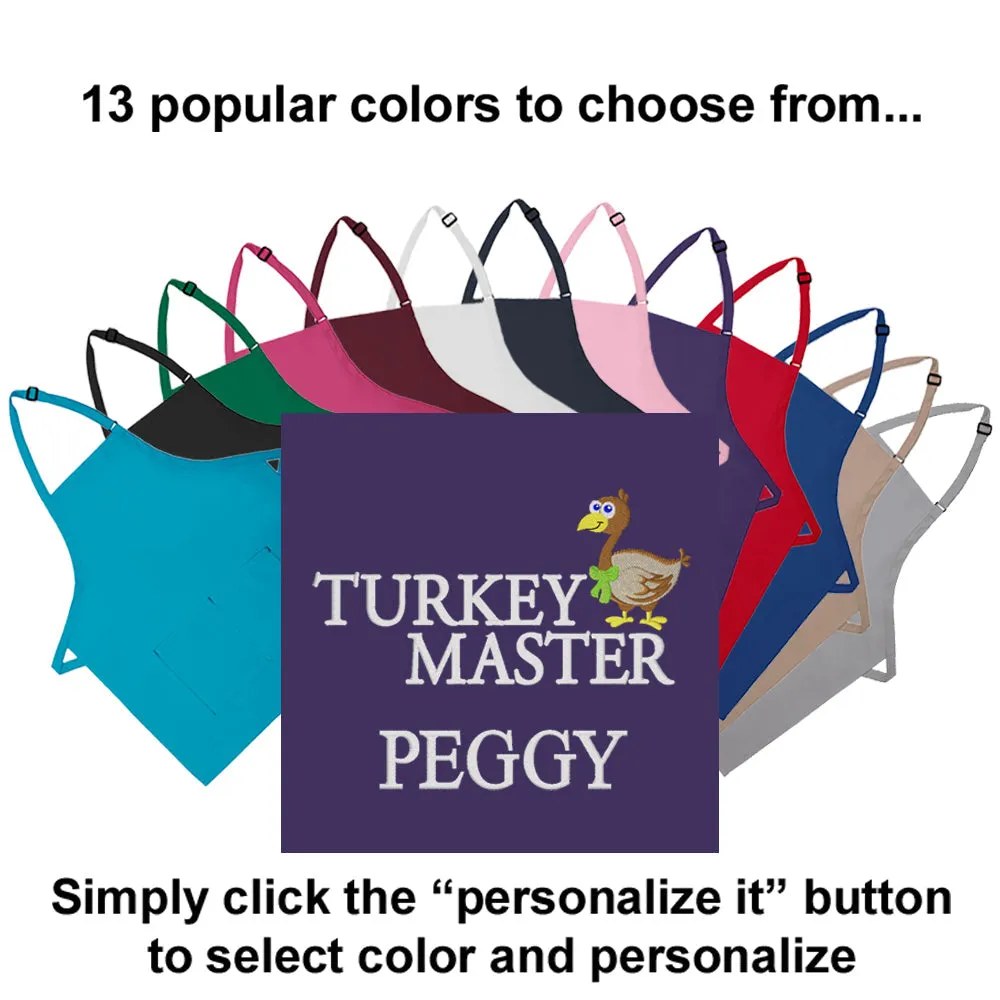 Personalized Apron Embroidered Turkey Master Design Add a Name