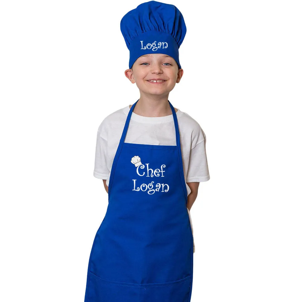 Personalized Embroidered Chef Any Name Kids Apron and Chef Hat Set