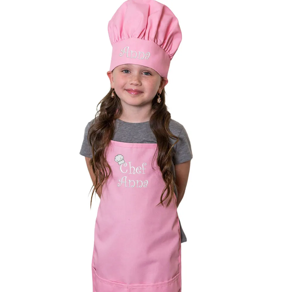 Personalized Embroidered Chef Any Name Kids Apron and Chef Hat Set