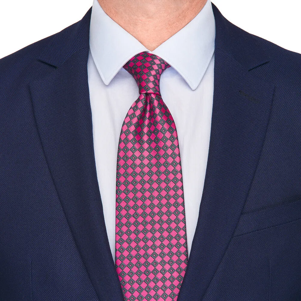 Pink and Grey Geometry Silk Tie