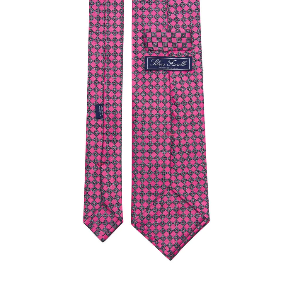 Pink and Grey Geometry Silk Tie