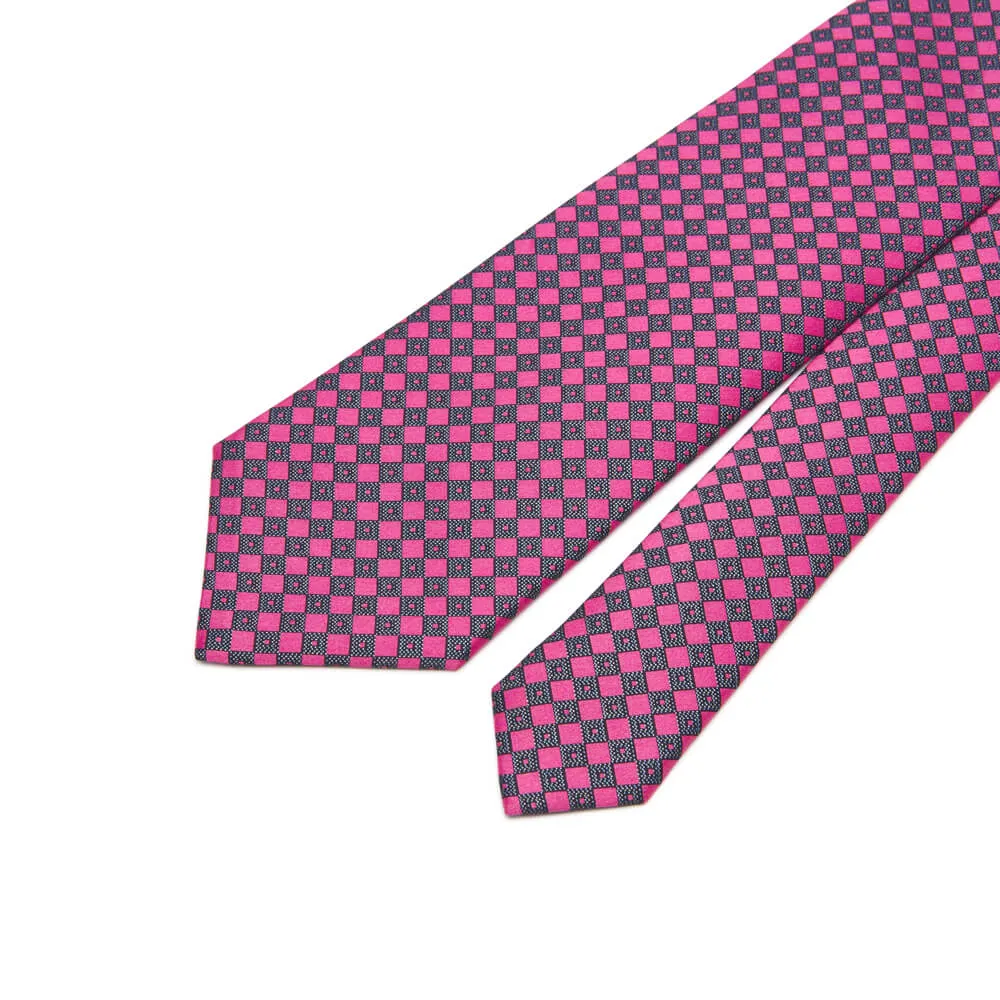 Pink and Grey Geometry Silk Tie