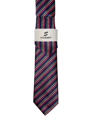 PINK GEO STRIPE 2 PC TIE & HANKIE SET