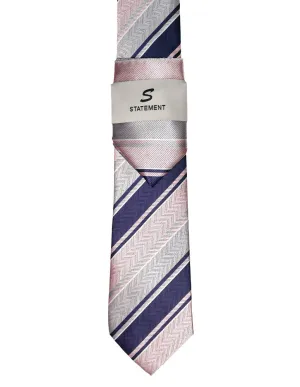 PINK STRIPE 2 PC TIE & HANKIE SET