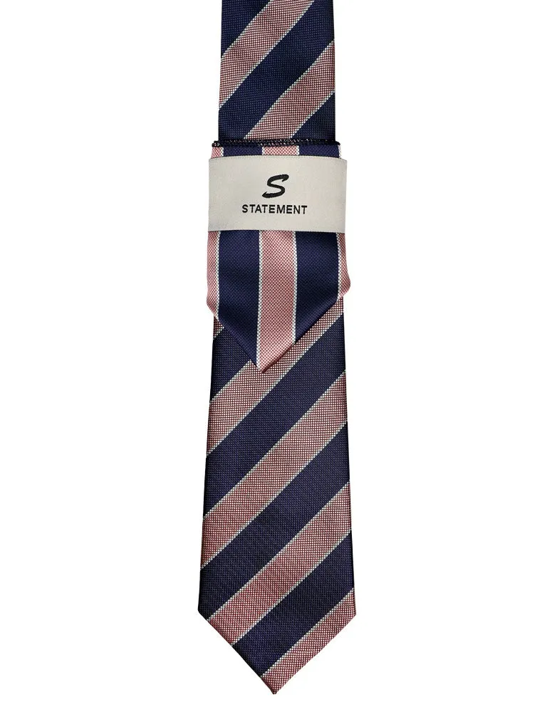 PINK STRIPE 2 PC TIE & HANKIE SET