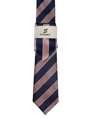 PINK STRIPE 2 PC TIE & HANKIE SET