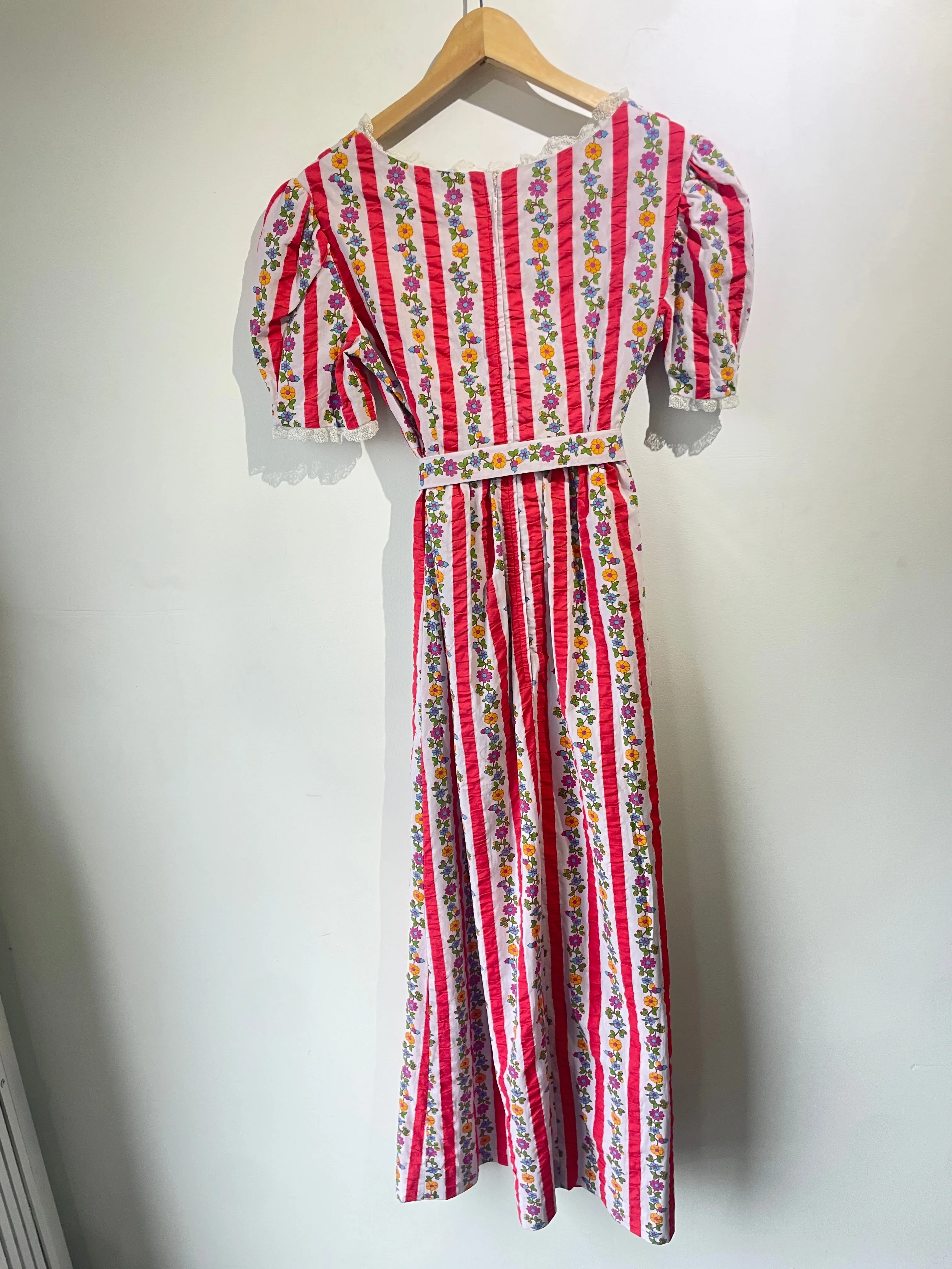 Pink Striped Floral Maxi Dress
