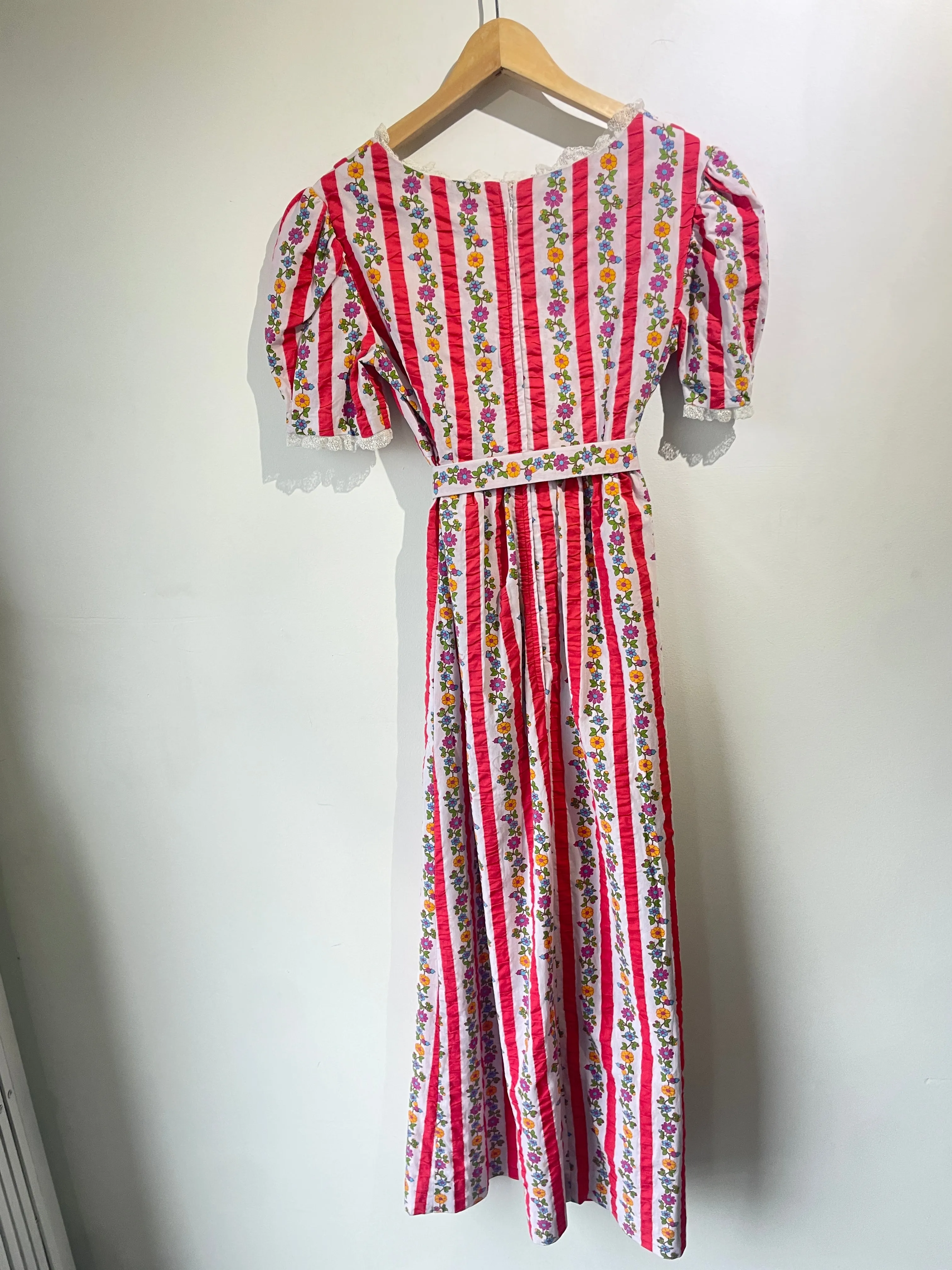 Pink Striped Floral Maxi Dress