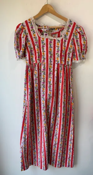 Pink Striped Floral Maxi Dress