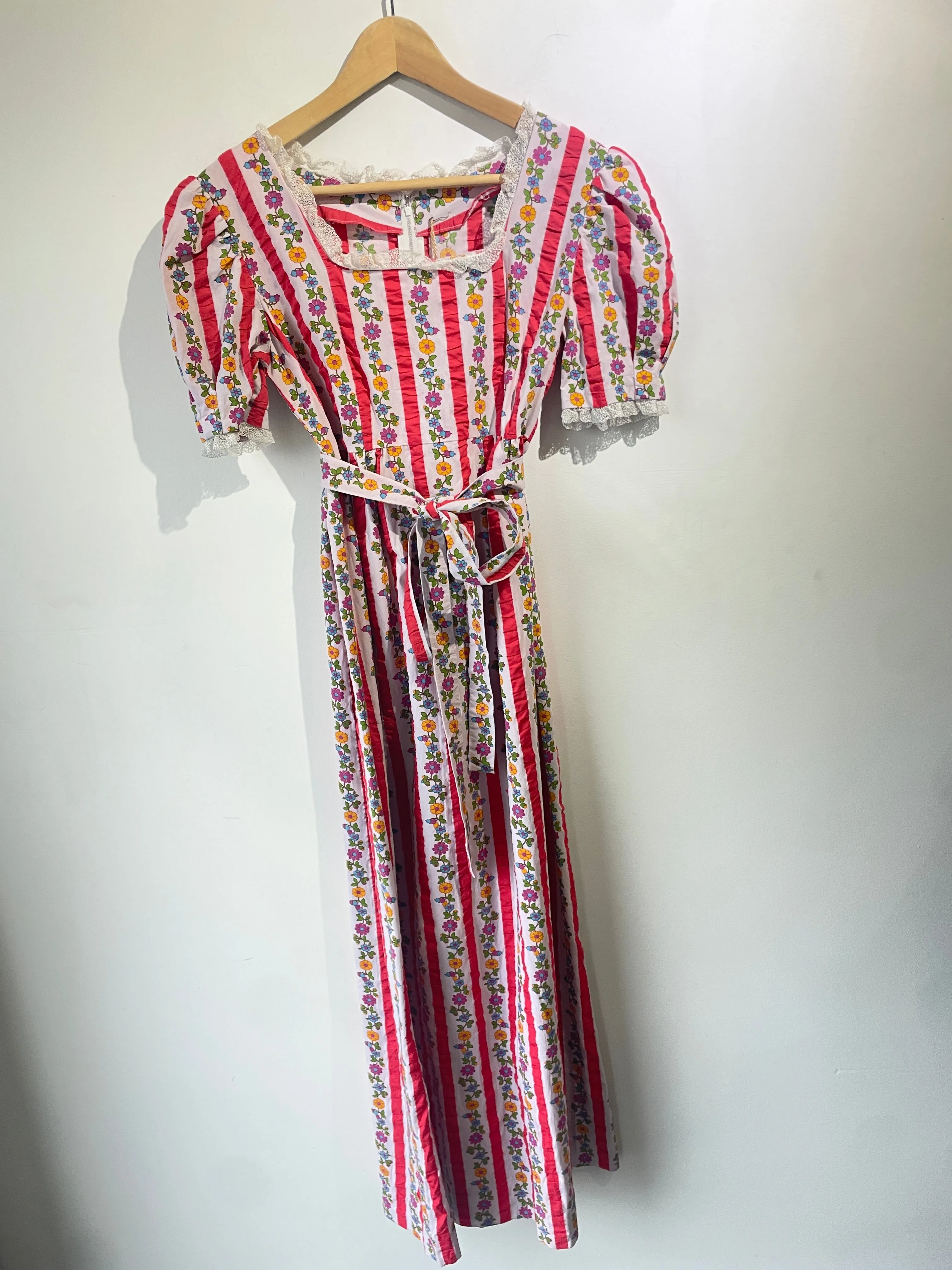 Pink Striped Floral Maxi Dress