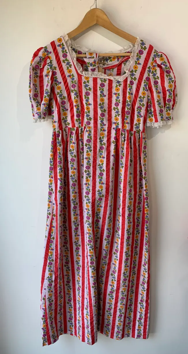 Pink Striped Floral Maxi Dress