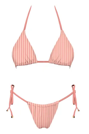 Pink Striped Tie Side Bikini