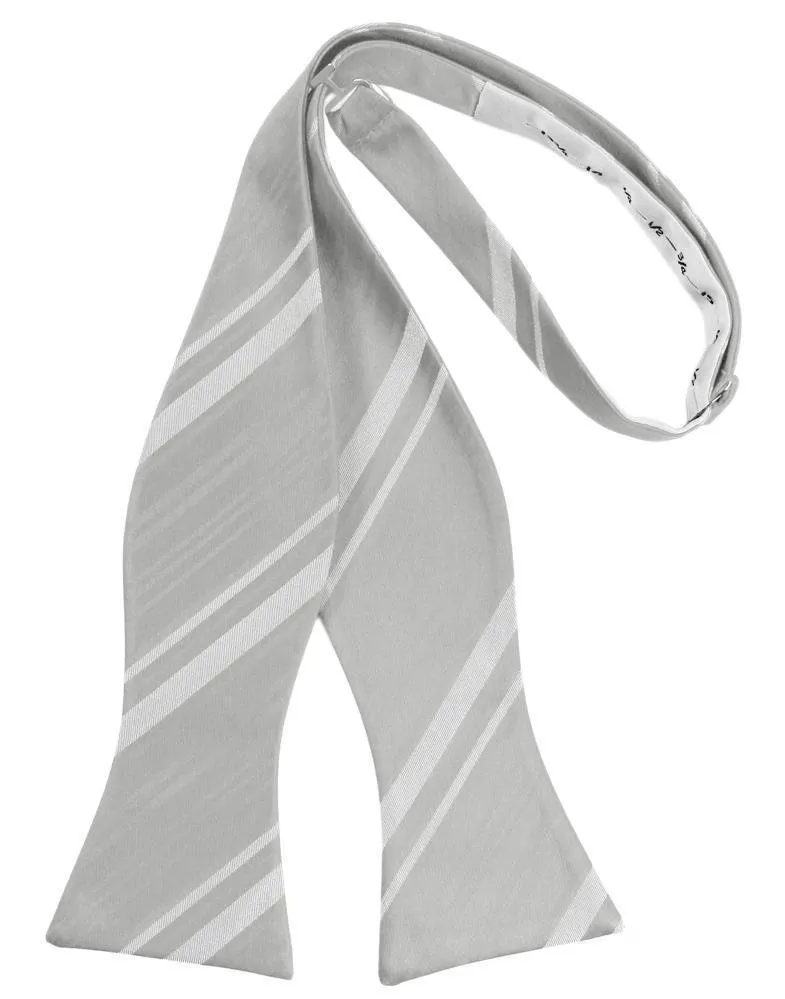 Platinum Striped Satin Bow Tie