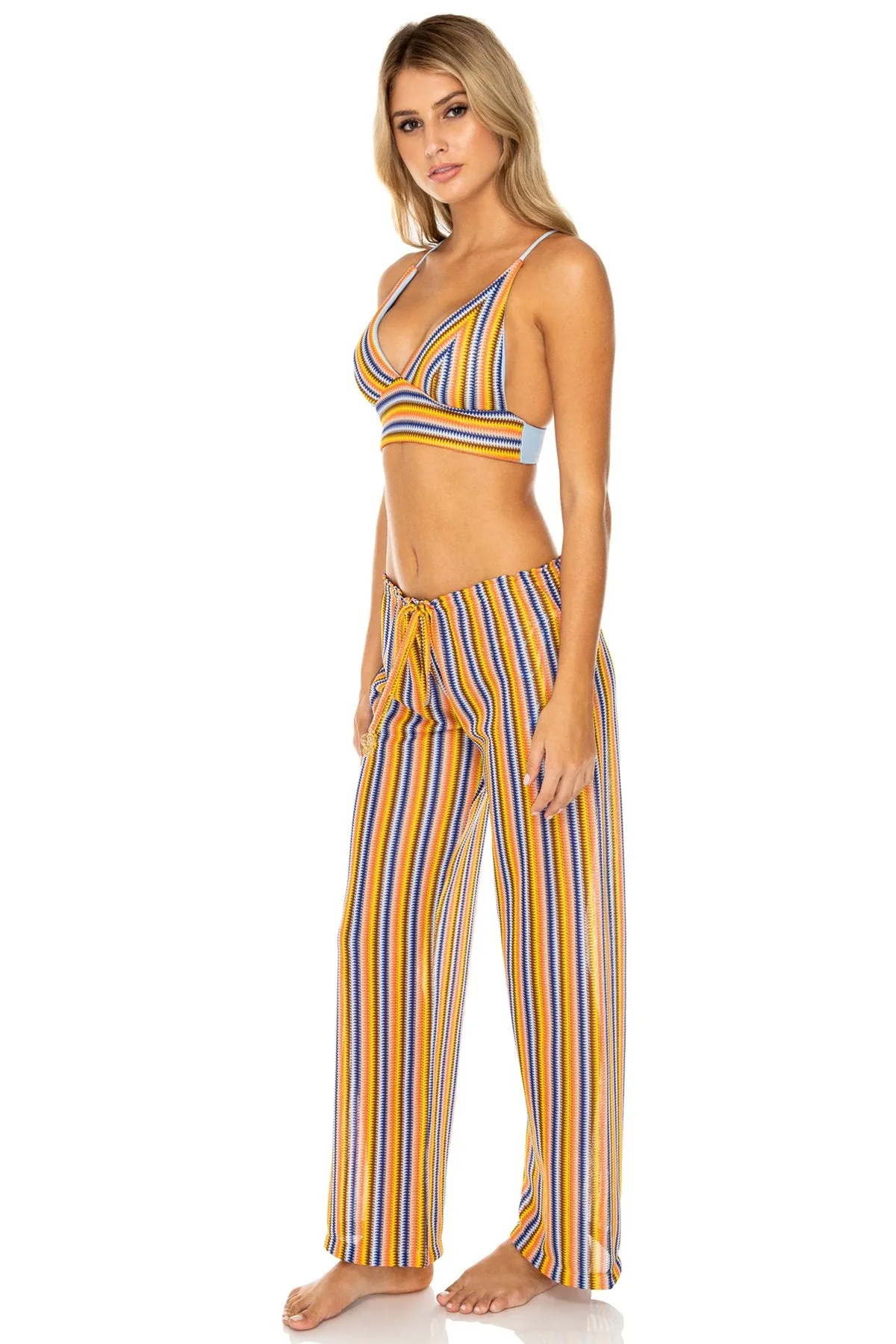 PLAZA ESPAÑA - Cross Back Bustier Top & Beach Pant • Multicolor