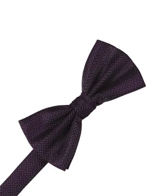 Plum Herringbone Kids Bow Tie