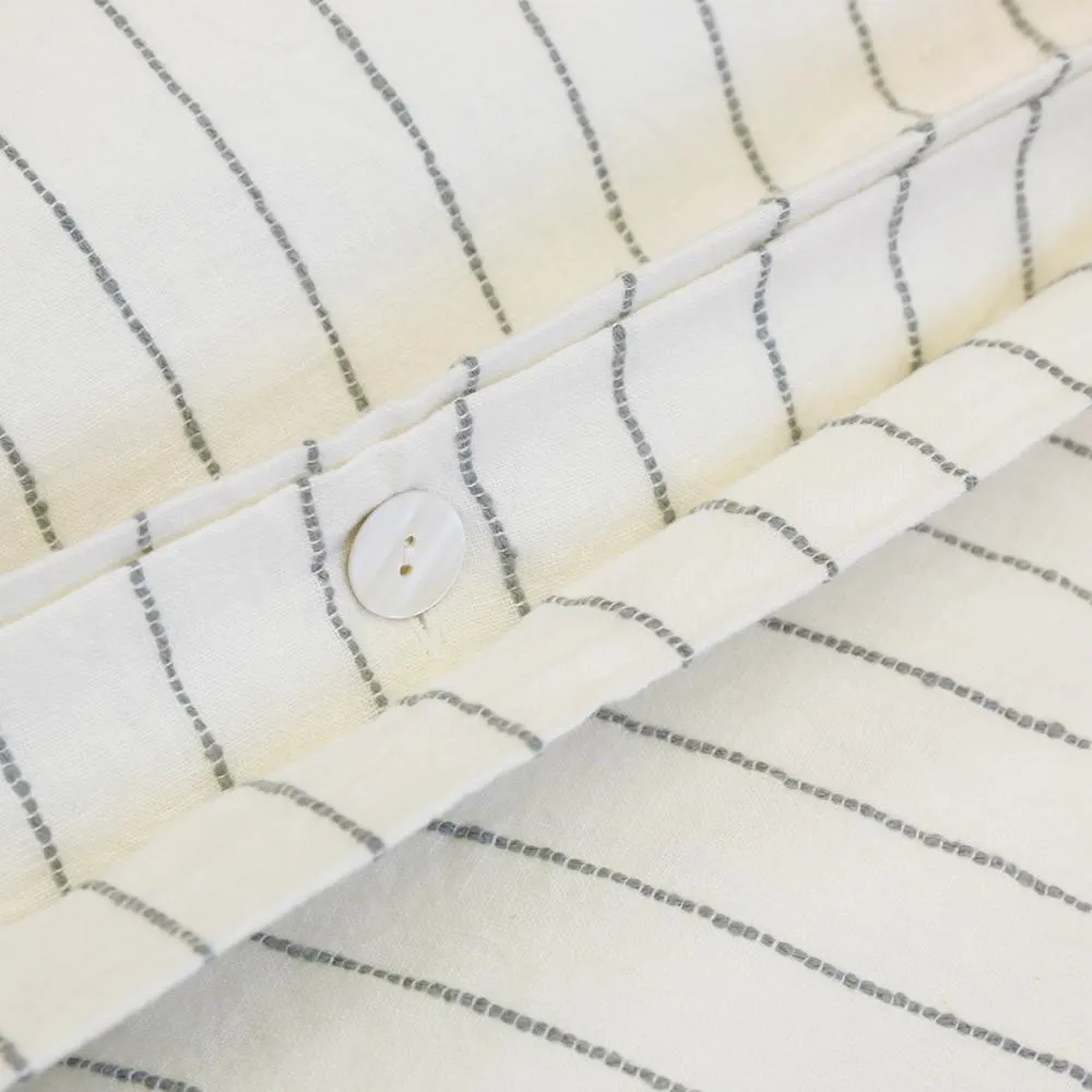Pom Pom at Home Blake Cream & Grey Striped Linen Duvet Cover and Shams ~ Available in Queen and King Sizes