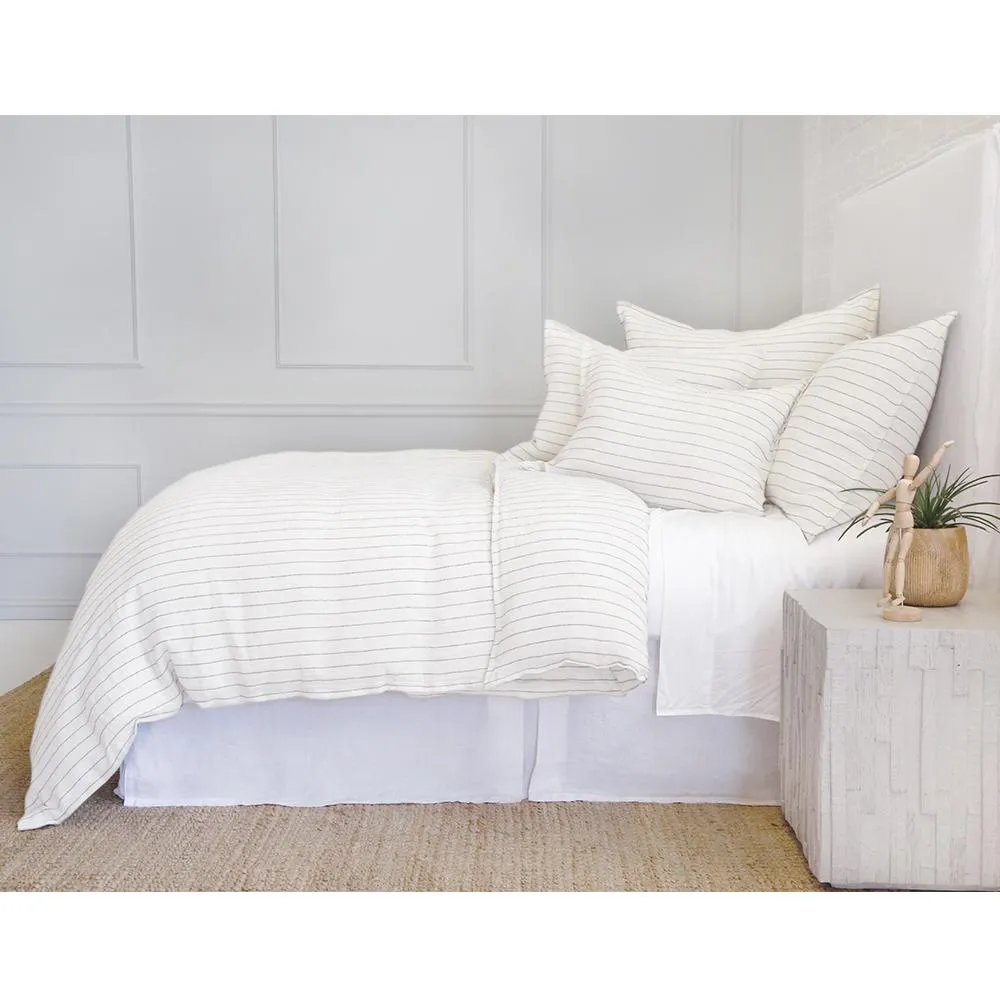 Pom Pom at Home Blake Cream & Grey Striped Linen Duvet Cover and Shams ~ Available in Queen and King Sizes
