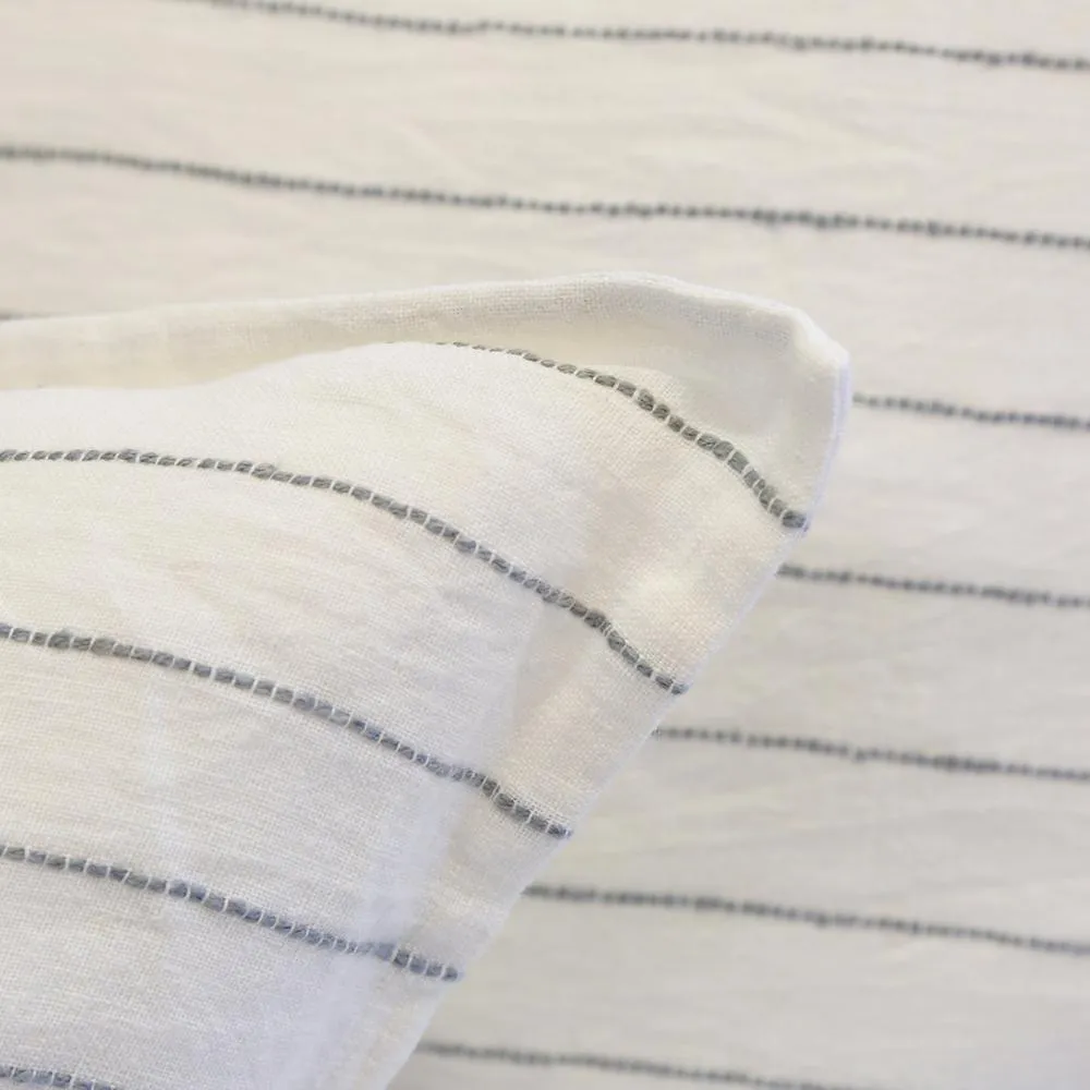 Pom Pom at Home Blake Cream & Grey Striped Linen Duvet Cover and Shams ~ Available in Queen and King Sizes
