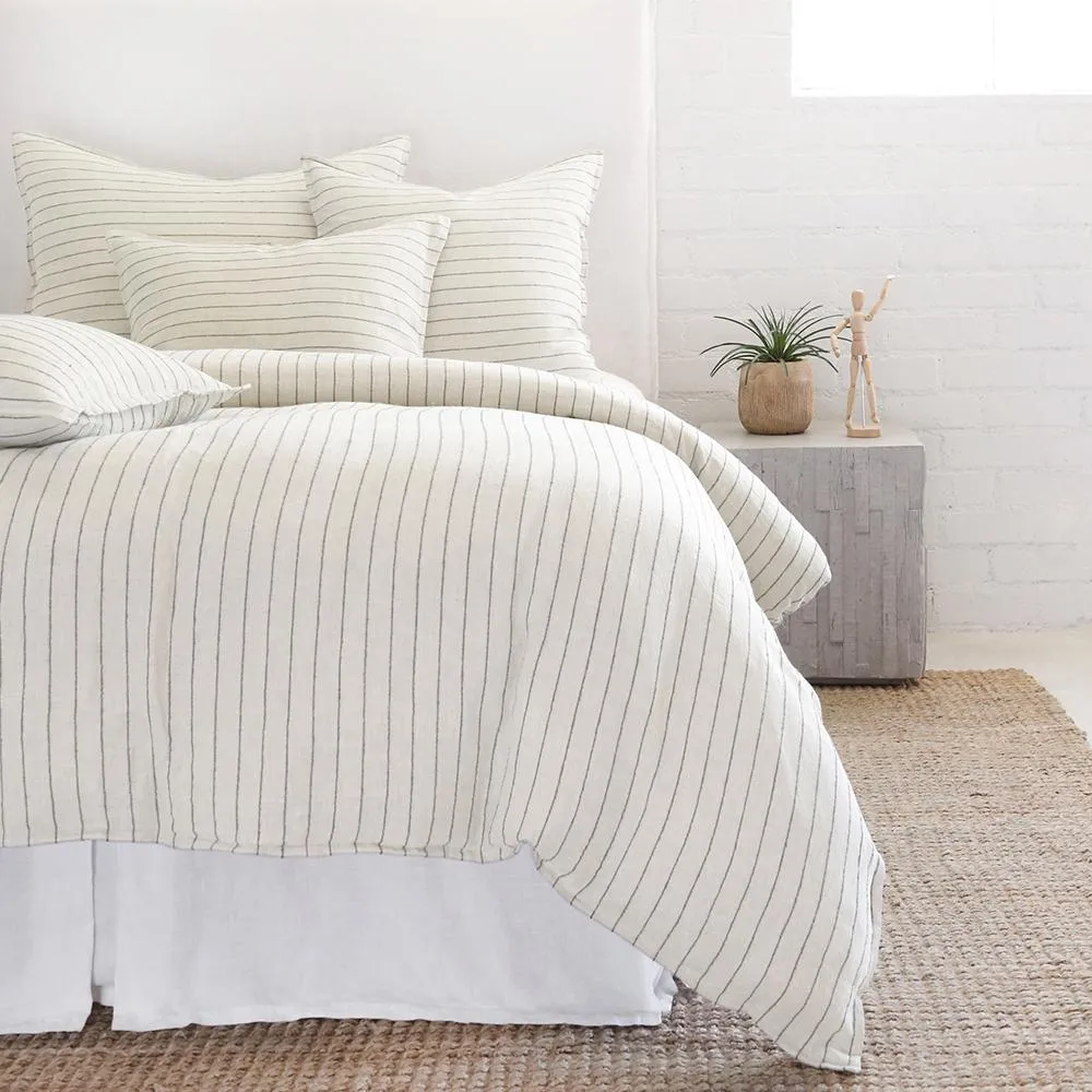 Pom Pom at Home Blake Cream & Grey Striped Linen Duvet Cover and Shams ~ Available in Queen and King Sizes