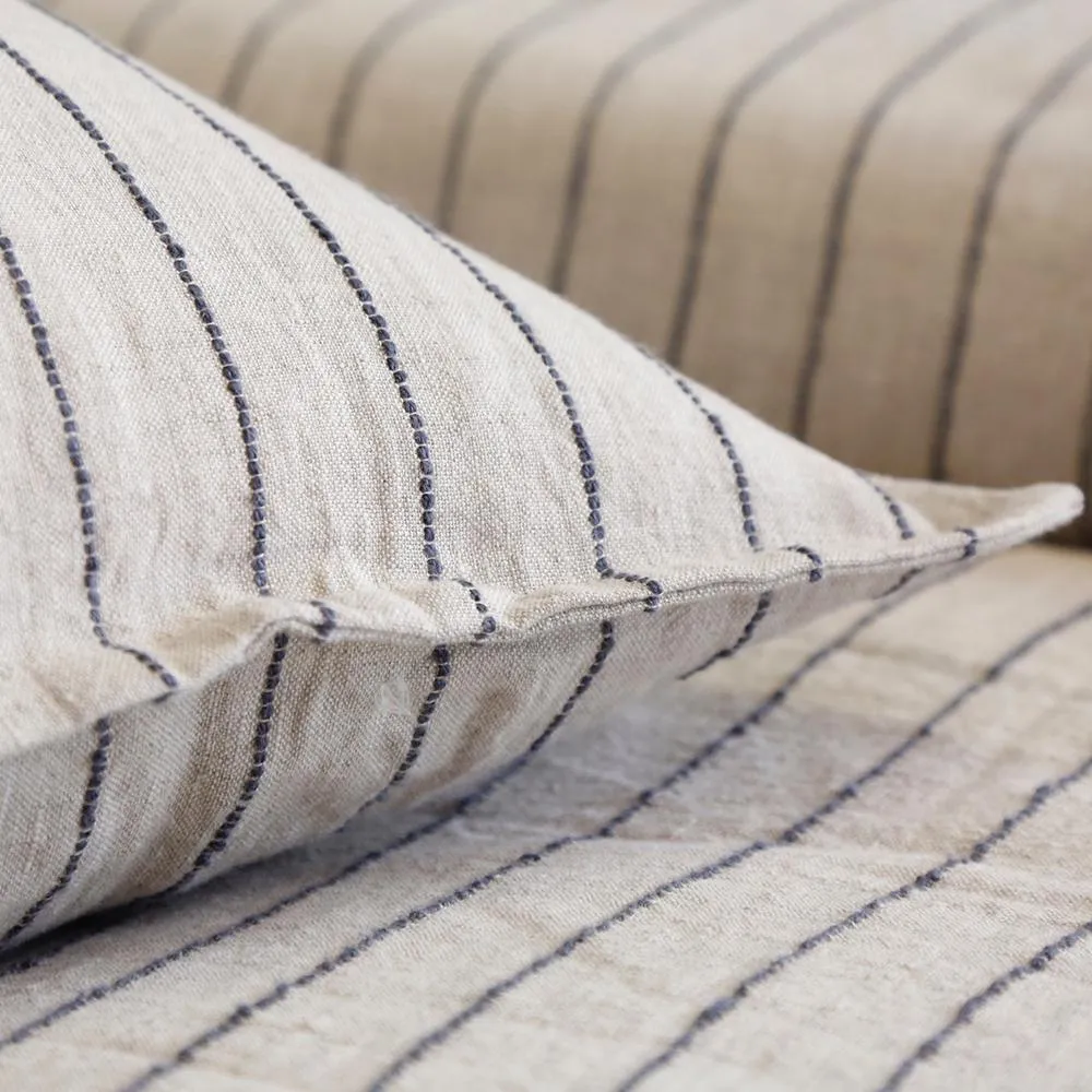 Pom Pom at Home Blake Flax & Midnight Linen Striped Duvet Cover and Shams ~ Available in Queen and King Sizes