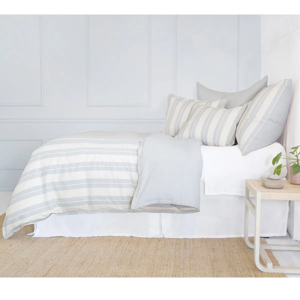 Pom Pom at Home Carter Ivory & Denim Striped Duvet Cover and Pillow Shams ~ Available in Queen and King Sizes