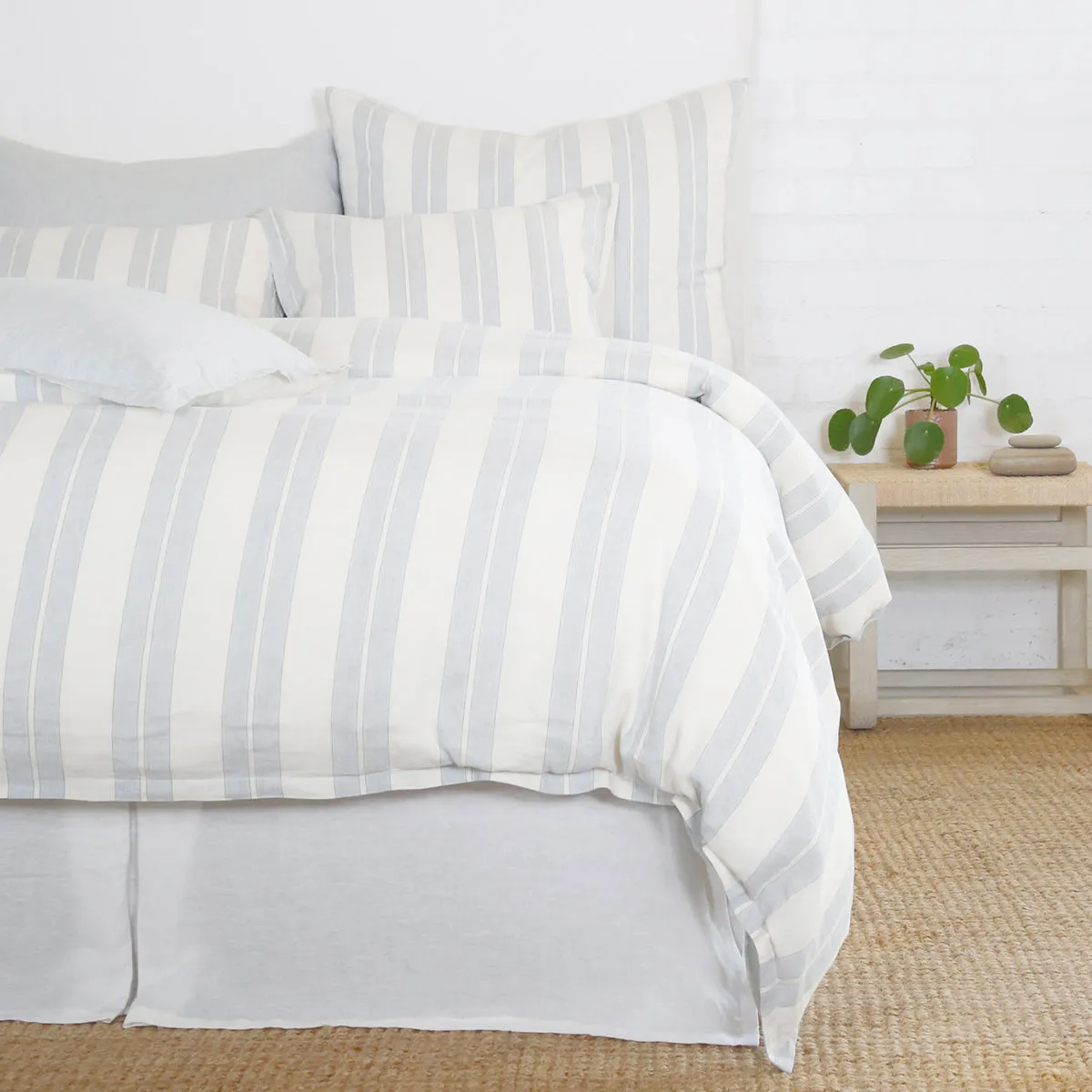 Pom Pom at Home Carter Ivory & Denim Striped Duvet Cover and Pillow Shams ~ Available in Queen and King Sizes