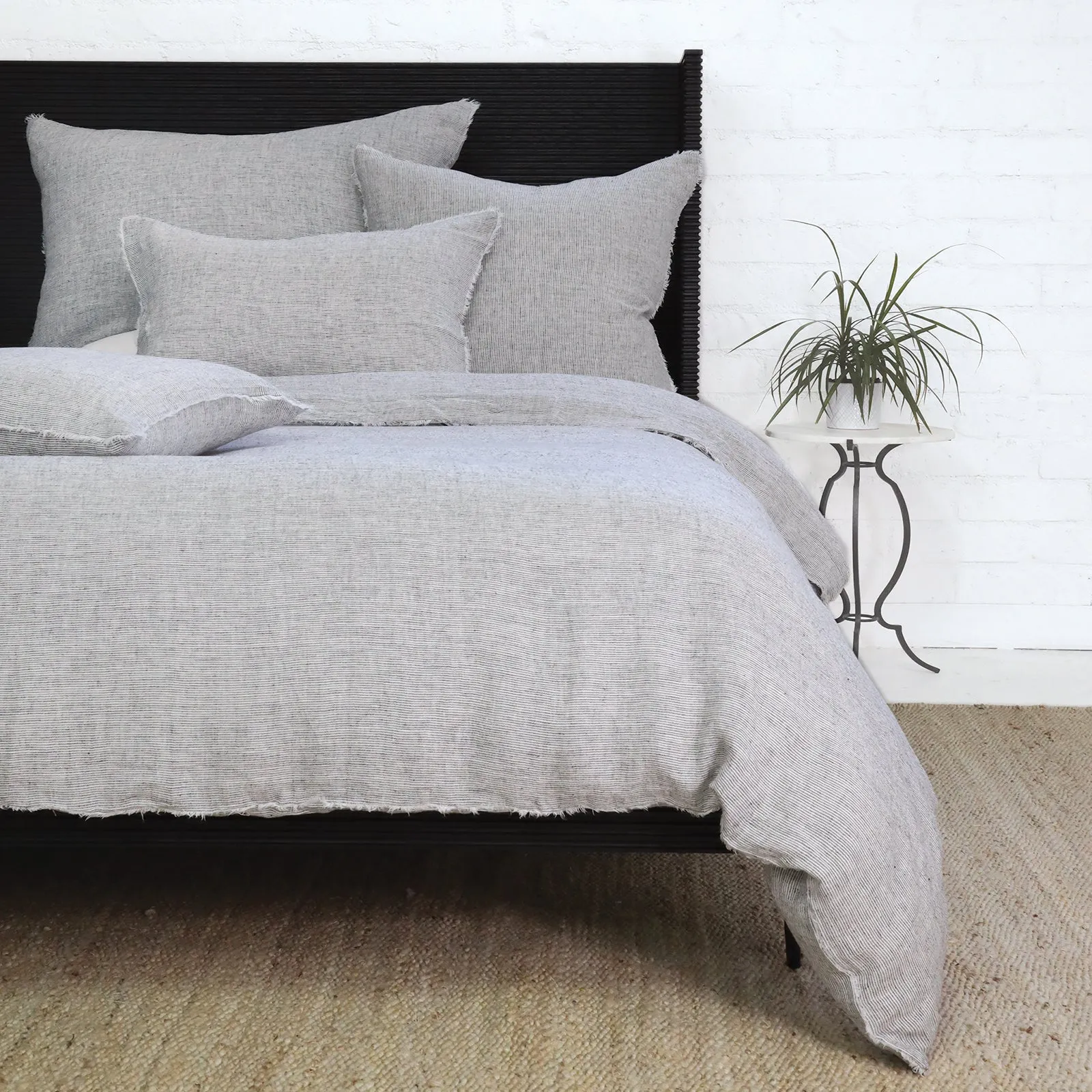 Pom Pom at Home Logan Charcoal Linen Duvet Cover and Pillow Shams ~ Available in Twin, Queen and King Sizes