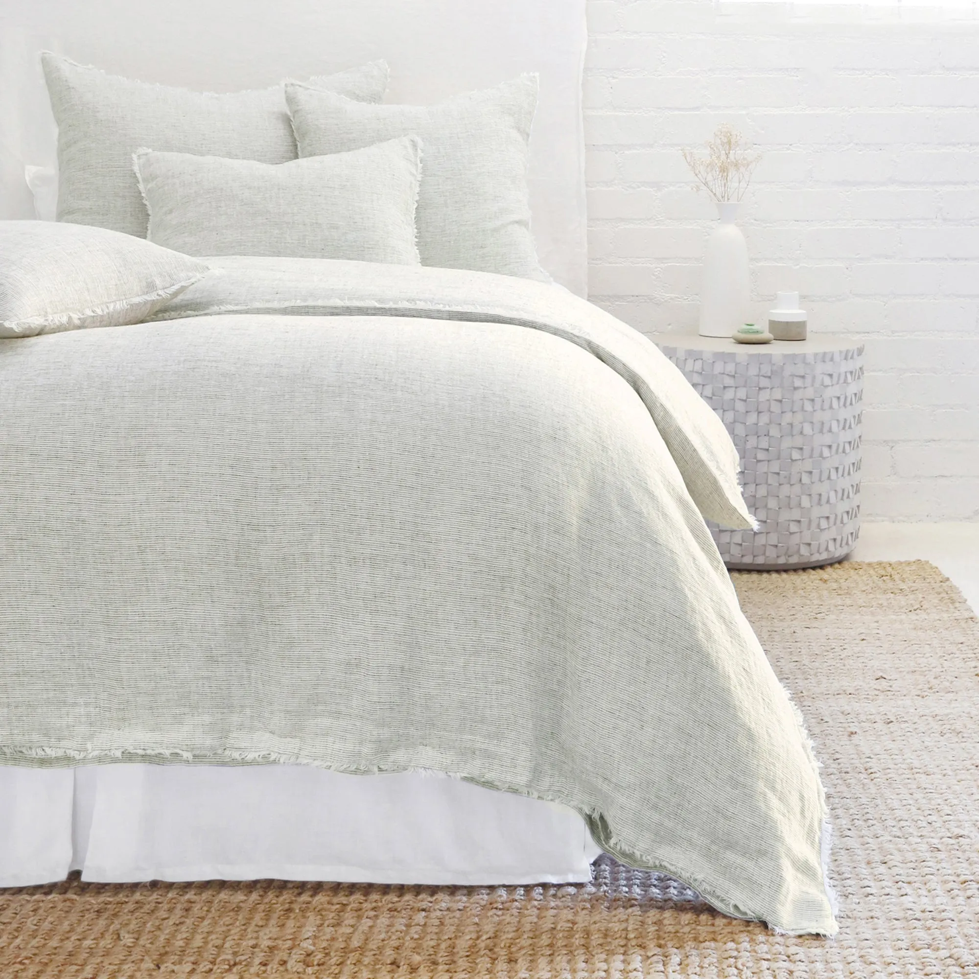 Pom Pom at Home Logan Olive Linen Duvet Cover and Pillow Shams ~ Available in Twin, Queen and King Sizes