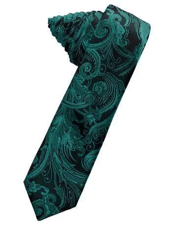 Pool Tapestry Satin Skinny Necktie