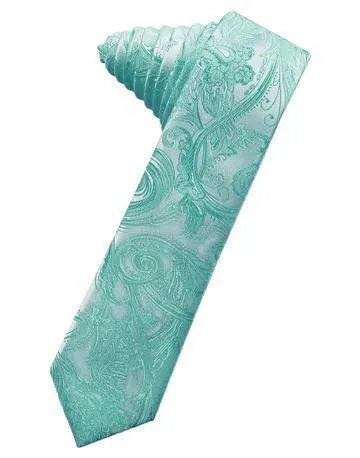 Pool Tapestry Satin Skinny Necktie