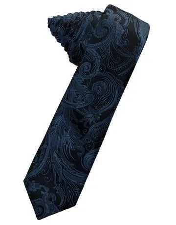 Pool Tapestry Satin Skinny Necktie