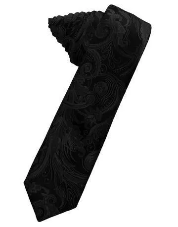 Pool Tapestry Satin Skinny Necktie