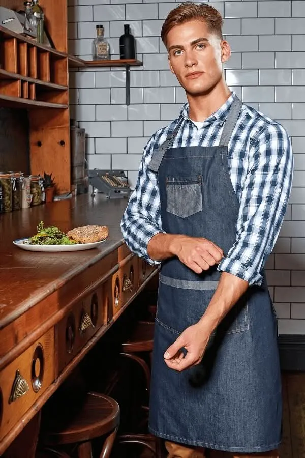 PR127 - Contrast Denim Bib Apron