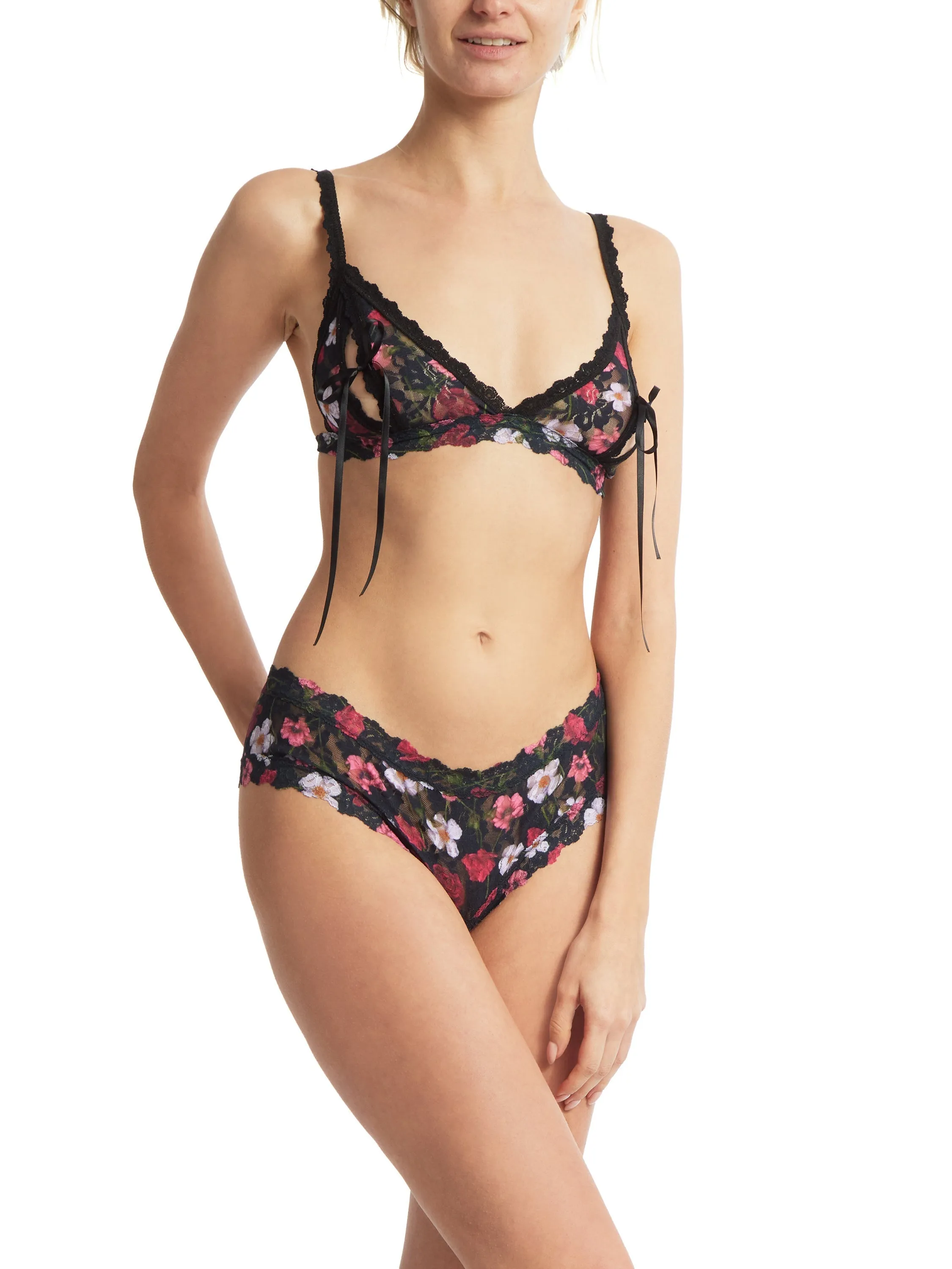Printed Lace Tie Front Bralette Am I Dreaming Sale