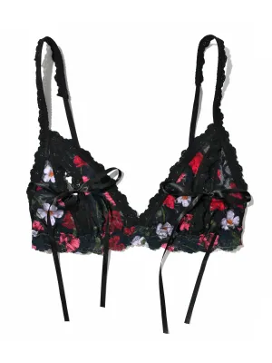Printed Lace Tie Front Bralette Am I Dreaming Sale
