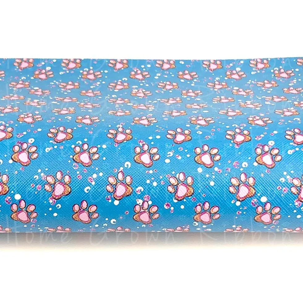 Puppy Paw Print Synthetic Leather Sheet USDR